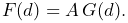 F(d)=A\,G(d).