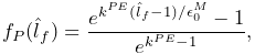 f_{P}(\hat{l}_{f})=\frac{e^{k^{PE}(\hat{l}_{f}-1)/\epsilon_{0}^{M}}-1}{e^{k^{%
PE}-1}},