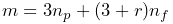 m=3n_{p}+(3+r)n_{f}